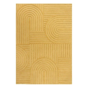 Žltý vlnený koberec Flair Rugs Zen Garden, 120 x 170 cm