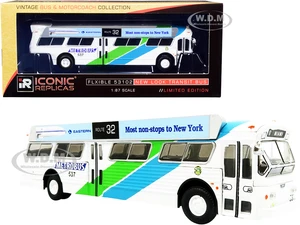 Flxible 53102 Transit Bus 32 "Miami" Metrobus (Florida) with Bus-O-Rama Boards "Eastern Airlines" White with Green and Blue Stripes "Vintage Bus &amp