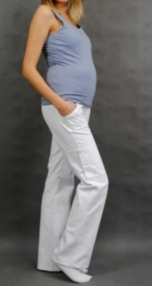 Be MaaMaa Těhotenské kalhoty s boční kapsou - bílá, vel. XXXL (46)