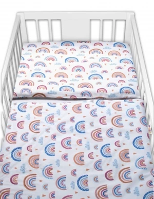 Bavlněné povlečení do postýlky, Duha, pastelová/bílá, Baby Nellys, vel. 135x100