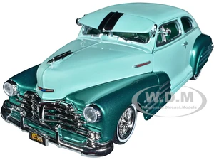 1948 Chevrolet Aerosedan Fleetside Lowrider Pastel Green and Green Metallic Two-Tone "Get Low" Series 1/24 Diecast Model Car by Motormax