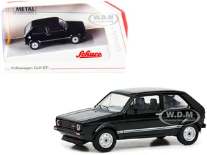 Volkswagen Golf GTI Black with Silver Stripes 1/64 Diecast Model Car by Schuco