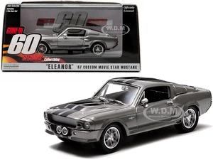 1967 Ford Mustang Custom "Eleanor" Gray Metallic with Black Stripes "Gone in 60 Seconds" (2000) Movie 1/43 Diecast Model Car by Greenlight
