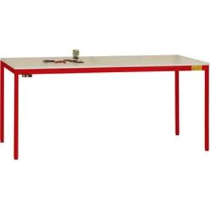 Manuflex LD1918.3003 ESD pracovní stůl UNIDESK s Melaminplatte, rubínově červená RAL 3003, Šxhxv = 1600 x 800 x 720-730 mm
