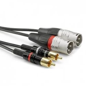 Kabelový adaptér Hicon HBP-M2C2-0090 [2x cinch zástrčka - 2x XLR zástrčka 3pólová], 0.90 m, černá