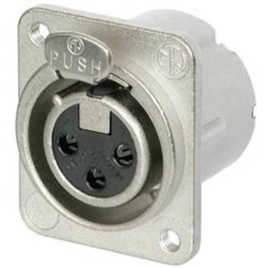 XLR zásuvka Neutrik NC3FD-LX-M3-CON, přírubová rovná, 3pól., stříbrná