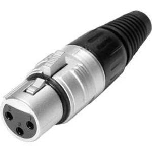 XLR kabelová zásuvka Hicon HI-X3CF, rovná, 3pól., stříbrná/černá