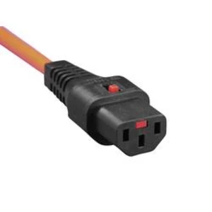 IEC připojovací kabel C13/C14 Kash, IEC C13 zásuvka 10 A - úhlová zástrčka s ochranným kontaktem, černá, oranžová, 2.00 m, 1 ks