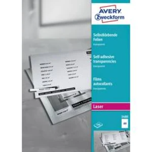 Avery-Zweckform 3480 samolepicí fólie DIN A4 barevná laserová tiskárna, laserová tiskárna, barevná kopírka, kopírka transparentní 100 ks