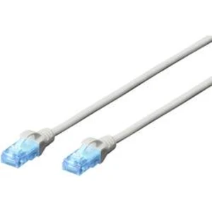 Síťový kabel RJ45 Digitus DK-1512-100, CAT 5e, U/UTP, 10.00 m, šedá