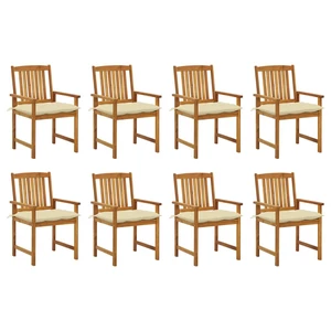 Garden Chairs with Cushions 8 pcs Solid Acacia Wood
