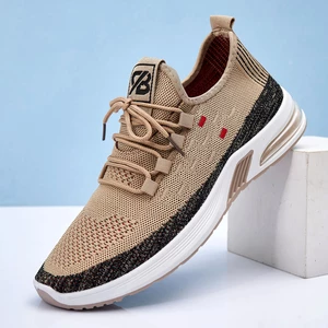 Men Knitted Comfortable Breathable Slip-On Air Cushion Shockproof Running Sneakers