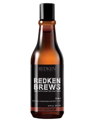 Pánsky čistiaci šampón na vlasy a telo Redken Brews 3in1 - 300 ml + darček zadarmo