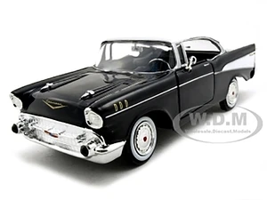 1957 Chevrolet Bel Air Black with White Top 1/24 Diecast Model Car by Motormax