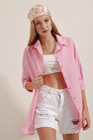 Bigdart 3900 Oversize Long Basic Shirt - Pink