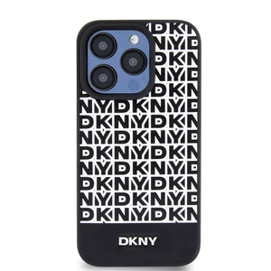 Zadní kryt DKNY PU Leather Repeat Pattern Bottom Stripe pro Apple iPhone 12/2 Pro, černá