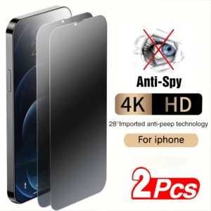 2pcs Anti-spy Tempered Glass Phone Screen Protector Film For Iphone 14 13 12 11 XR Pro Max Plus X XS 7 8