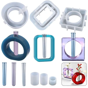 DIY Crystal Epoxy Mold Flower Vase Resin Mold DIY Handmade Test Tube Flower Pot Silicone Mould Flower Pot Concrete Mould Decor