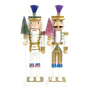 Christmas Wood Tree Nutcrackers Soldier Ornament Wood Crafts Ornament for Festival Party Kitchen Decor Present