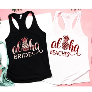 Personalized Bride Party Name Bachelorette Party Tanks Beach Aloha Bride Pineapple Aloha Wedding Party Bride/Bridesmaid Gift