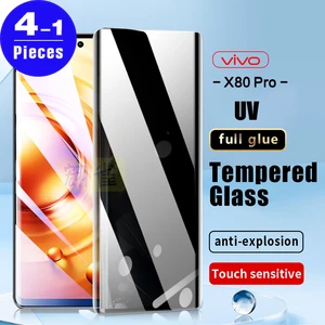 1-4Pcs 9D For vivo X70 X80 UV anti-spy Tempered glass x60 x60T pro plus X60S UV Privacy glass screen protector protective film