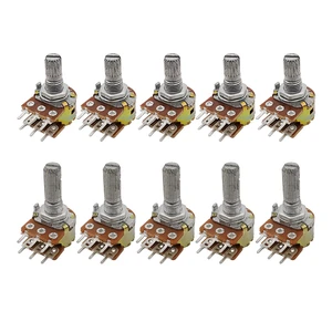 5Pcs WH148 Potentiometer B1K 2K 5K 10K 20K 50K 100K 250K 500K 1M 6Pin Double Linear Rotary Potentiometers Shaft 15mm 20mm