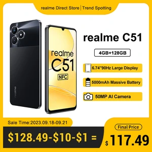 World Premiere realme C51 4G Moblie Phone NFC 33W 6.74” 90Hz large Display 5000mAh Massive Battery 50MP AI Camera Smartphones
