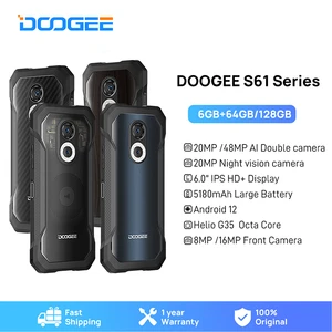 DOOGEE S61 Series Rugged Phone 6+64/128GB Multiple Back Case Design Cellphone 20MP Night Vision Camera 5180mAh Phone Android 12