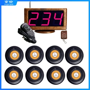 Wireless Call Button Transmitter 1 Host LED Display Receiver + 8 Pager for Restaurant Cafe Office Service