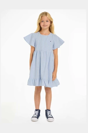 Dievčenské bavlnené šaty Tommy Hilfiger mini, áčkový strih