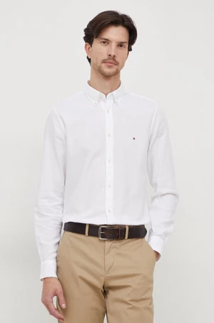 Košile Tommy Hilfiger bílá barva, slim, s límečkem button-down, MW0MW33782