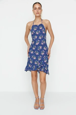 Trendyol Navy Blue Frilly Halter Woven Dress