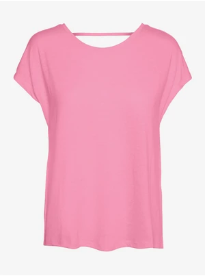 Pink T-shirt with neckline on the back VERO MODA Ulja June - Women