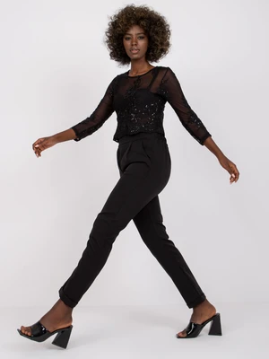 Black women's straight leg trousers by Hidalgo