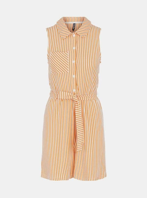 White-Orange Striped Short Jumpsuit Pieces Tamar - Women