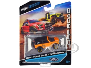 2021 Ford Bronco Wildtrak Orange Metallic with Black Top "Off-Road" "Maisto Design" Series 1/64 Diecast Model Car by Maisto