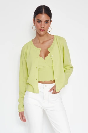 Trendyol Mint Crop 2 darabos felső kerek Cardigan kötöttáru szett