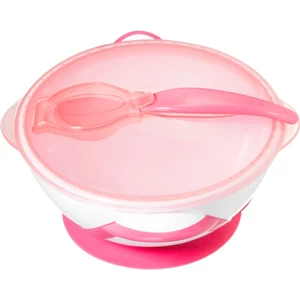 BabyOno Be Active Suction Bowl with Spoon jedálenská sada pre deti Pink 6 m+ 2 ks