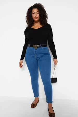 Trendyol Curve Dark Blue High Waist Skinny Jeans