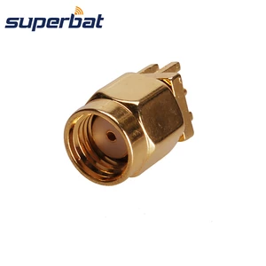 Superbat RP-SMA End Launch Male(Female in) Vertical PCB Mount 1.6mm 0.062" RF Coaxial Connector