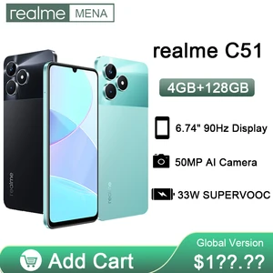 realme C51 4G Global Version 6.74" Large Display 50MP AI Camera 5000mAh Battery With Original 33W SUPERVOOC EU Charge 4GB 128GB