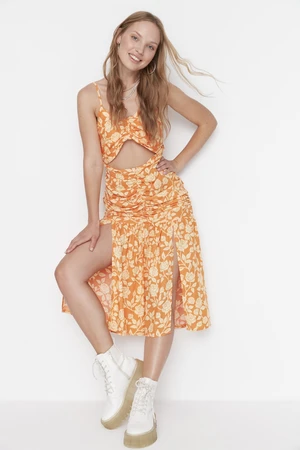 Trendyol Orange Cut Out Detailed Woven Dress