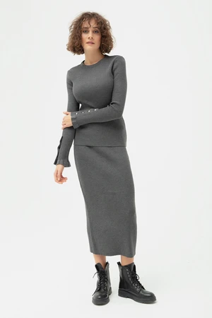 Lafaba Women's Anthracite Ribbed Knitwear Suit