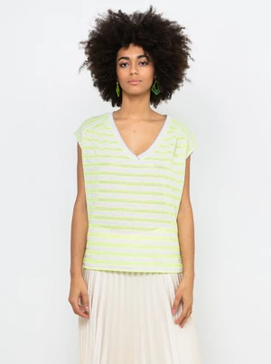 Neon yellow striped loose T-shirt CAMAIEU - Women