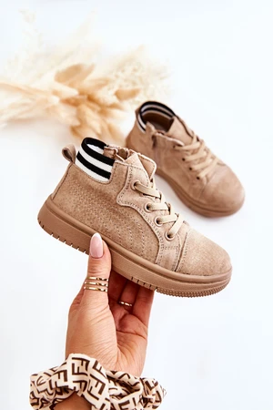 Children's high sneakers with zipper beige Boone