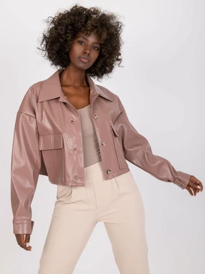 Dusty pink transition jacket made of imitation Dorine leather