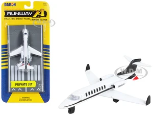 Private Jet Commercial Aircraft White with Black Tail "N452IJ" with Runway Section Diecast Model Airplane by Runway24