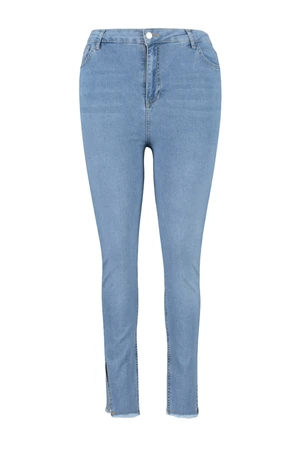 Trendyol Curve Light Blue Flexible Skinny Denim Jeans with Slit and Tassel Detail