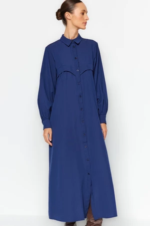 Trendyol Navy Blue Belted Woven Shirt Dress