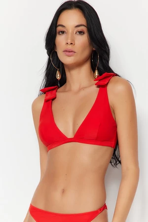 Trendyol Red Triangle Tie Bikini Top